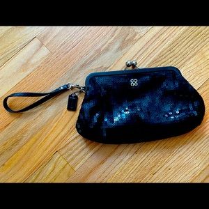 Coach black sequin evening clutch